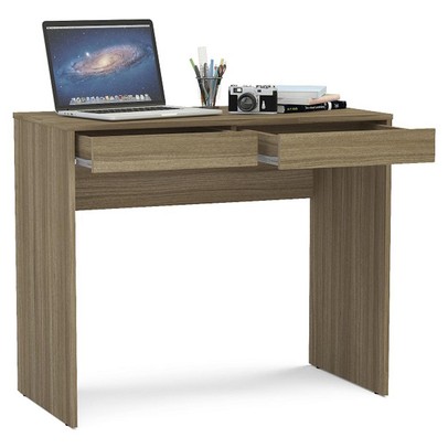 Mesa Escrivaninha Tijuca 90cm 2 Gavetas Castanho - Politorno