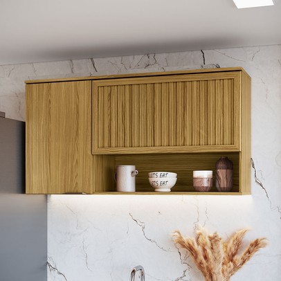 Armário Aéreo Cozinha 120 Cm Copenhague 2 Portas Ipê - Decibal