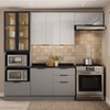 Cozinha Completa Lumina 7 Portas 4 Gavetas com Vidro Cinza - Telasul