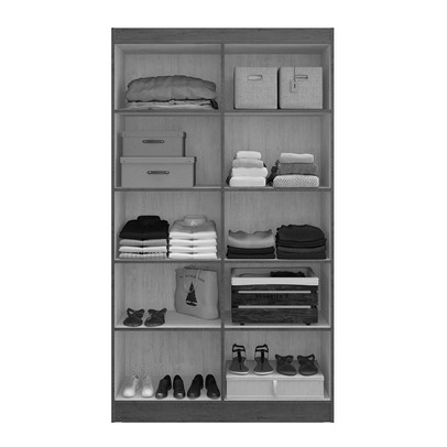 Guarda-Roupa Solteiro 4 Portas Lyon 8 Prateleiras Preto - Pnr Móveis