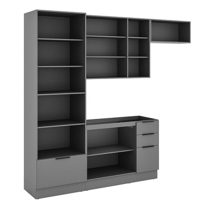 Cozinha Completa Lumina 8 Portas 4 Gavetas com Vidro Cinza - Telasul