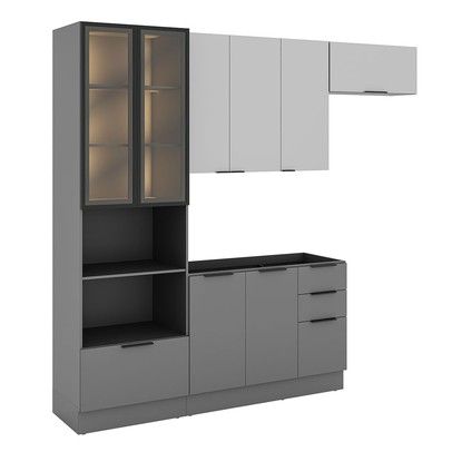 Cozinha Completa Lumina 8 Portas 4 Gavetas com Vidro Cinza - Telasul