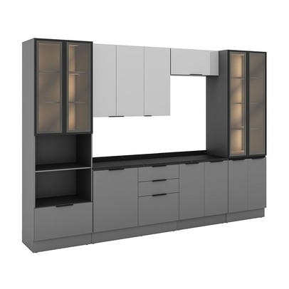 Cozinha Completa Lumina 13 Portas 4 Gavetas com Vidro Cinza - Telasul