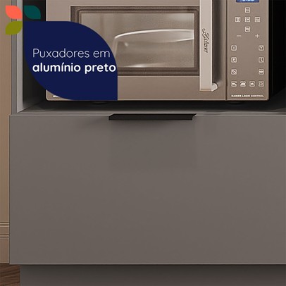 Cozinha Completa Lumina 13 Portas 4 Gavetas com Vidro Cinza - Telasul