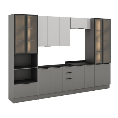 Cozinha Completa Lumina 14 Portas 4 Gavetas com Vidro Cinza - Telasul