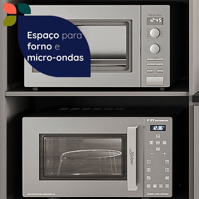 Cozinha Completa Lumina 14 Portas 4 Gavetas com Vidro Cinza - Telasul