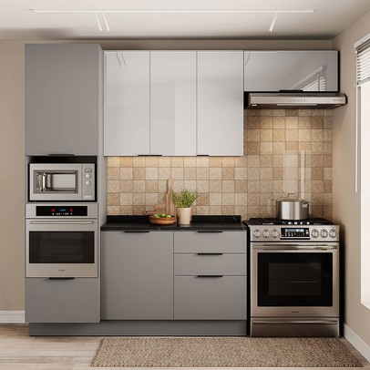 Cozinha Completa Lumina 6 Portas 4 Gavetas Cinza - Telasul