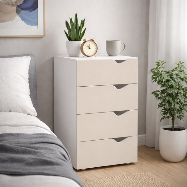 Gaveteiro Porto 4 Gavetas 40250684 Creme/Branco - Politorno