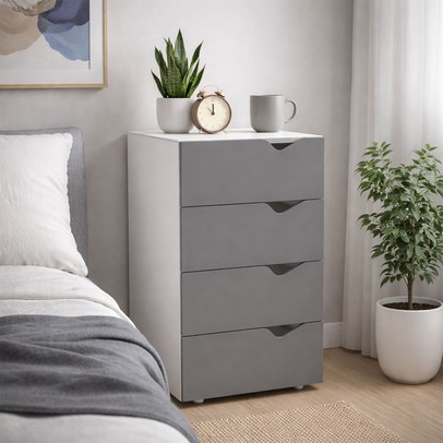 Gaveteiro Porto 4 Gavetas 40250684 Cinza/Branco - Politorno