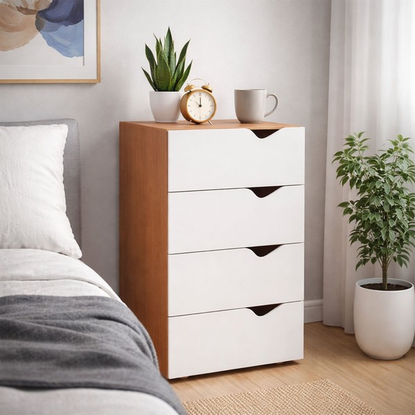 Gaveteiro Porto 4 Gavetas 40250684 Branco/Freijó - Politorno