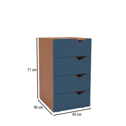 Gaveteiro Porto 4 Gavetas 40250684 Azul/Freijó - Politorno