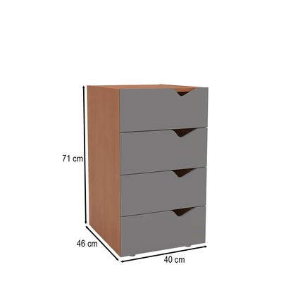 Gaveteiro Porto 4 Gavetas 40250684 Cinza/Freijó - Politorno