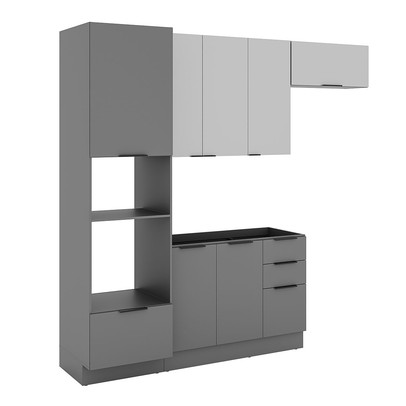 Cozinha Completa Lumina 7 Portas 4 Gavetas Cinza - Telasul