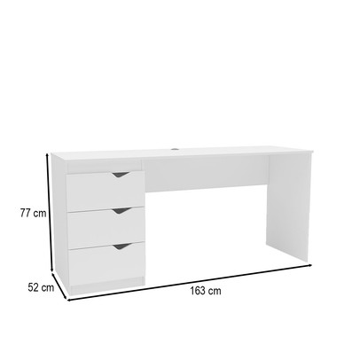 Mesa Escrivaninha Porto 3 Gavetas 40250685 Branco - Politorno