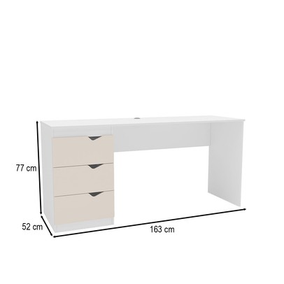 Mesa Escrivaninha Porto 3 Gavetas 40250685 Creme/Branco - Politorno