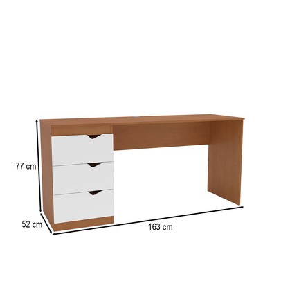 Mesa Escrivaninha Porto 3 Gavetas 40250685 Branco/Freijó - Politorno