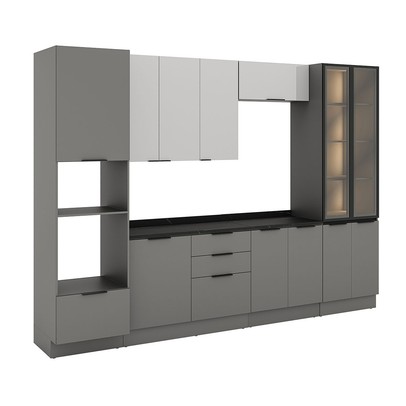 Cozinha Completa Lumina 12 Portas 4 Gavetas com Vidro Cinza - Telasul