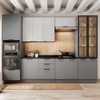 Cozinha Completa Lumina 12 Portas 4 Gavetas com Vidro Cinza - Telasul