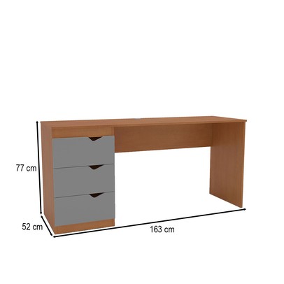 Mesa Escrivaninha Porto 3 Gavetas 40250685 Cinza/Freijó - Politorno