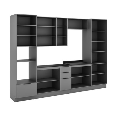 Cozinha Completa Lumina 13 Portas 4 Gavetas com Vidro 917464 Cinza - Telasul