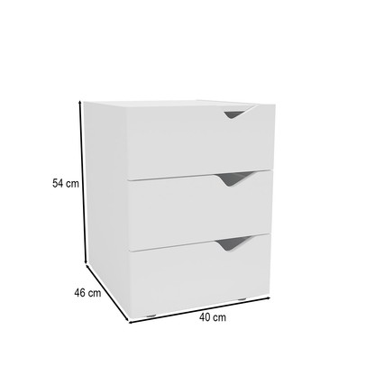 Mesa de Cabeceira Porto 3 Gavetas Branco - Politorno