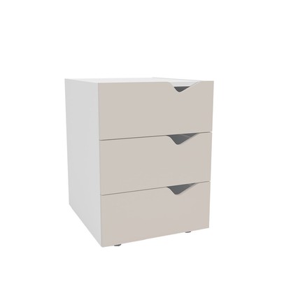 Mesa de Cabeceira Porto 3 Gavetas Creme/Branco - Politorno