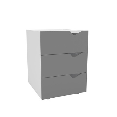 Mesa de Cabeceira Porto 3 Gavetas Cinza/Branco - Politorno