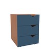 Mesa de Cabeceira Porto 3 Gavetas Azul/Freijó - Politorno