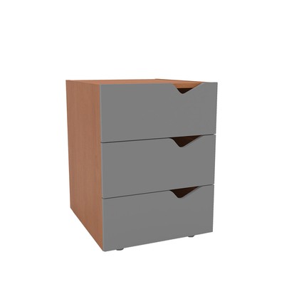 Mesa de Cabeceira Porto 3 Gavetas Cinza/Freijó - Politorno