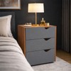 Mesa de Cabeceira Porto 3 Gavetas Cinza/Freijó - Politorno