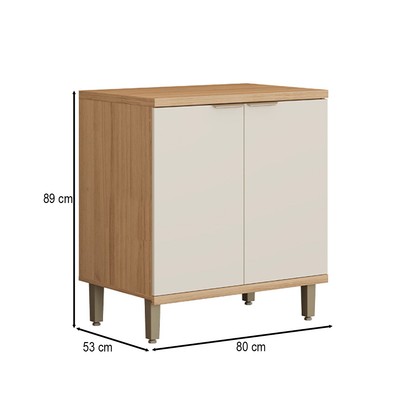 Balcão de Cozinha 80 Cm Bless 2 Portas 100% Mdf Jequitiba/Off White Fosco - Linea Brasil