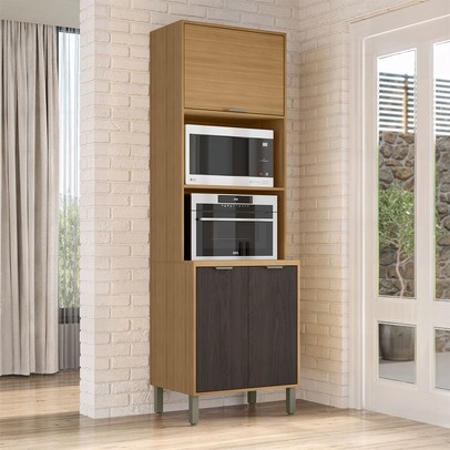 Paneleiro Colors 3 Portas 100% Mdf Freijó/Nogueira Bourbon - Kits Paraná