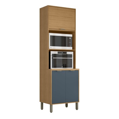 Paneleiro Colors 3 Portas 100% Mdf Freijó/Azul Secreto - Kits Paraná