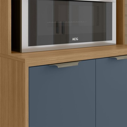 Paneleiro Colors 3 Portas 100% Mdf Freijó/Azul Secreto - Kits Paraná