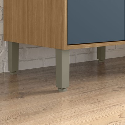 Paneleiro Colors 3 Portas 100% Mdf Freijó/Azul Secreto - Kits Paraná