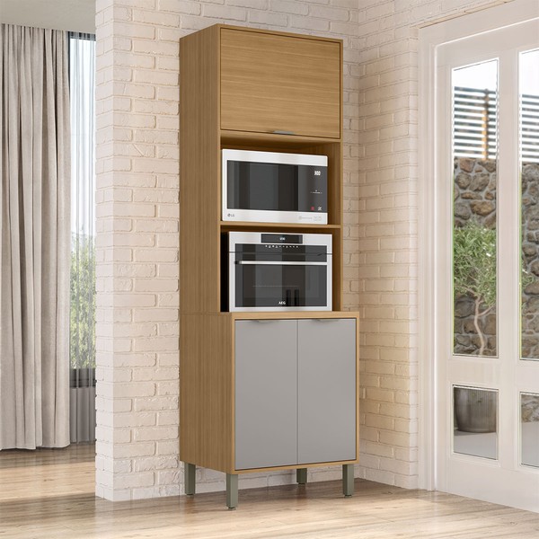 Paneleiro Colors 3 Portas 100% Mdf Freijó/Cinza Chalck - Kits Paraná