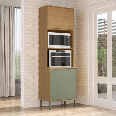 Paneleiro Colors 3 Portas 100% Mdf Freijó/Alecrim - Kits Paraná