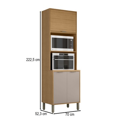 Paneleiro Colors 3 Portas 100% Mdf Freijó/Cinza Niquel - Kits Paraná