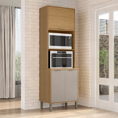 Paneleiro Colors 3 Portas 100% Mdf Freijó/Cinza Niquel - Kits Paraná