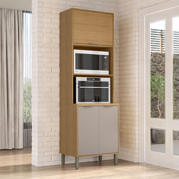 Paneleiro Colors 3 Portas 100% Mdf Freijó/Cinza Niquel - Kits Paraná