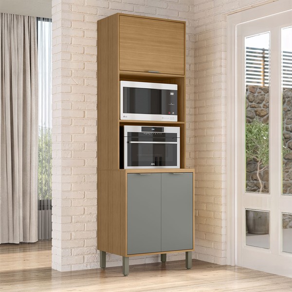 Paneleiro Colors 3 Portas 100% Mdf Freijó/Moss - Kits Paraná