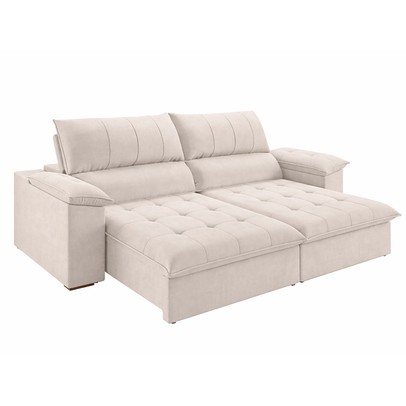 Sofá 4 Lugares Holden Retrátil e Reclinável Veludo Marfim - Vian