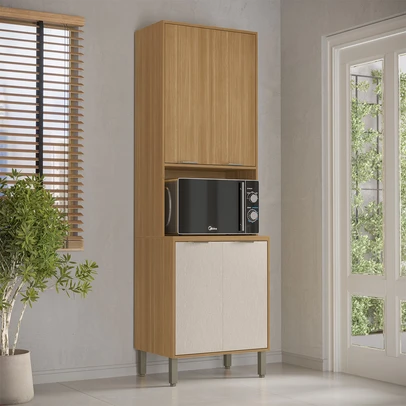 Paneleiro Colors 4 Portas 100% Mdf Freijó/Nazca - Kits Paraná