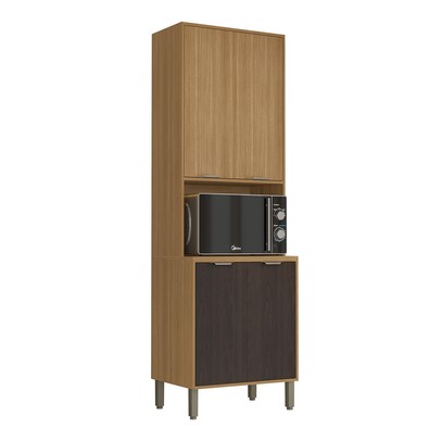 Paneleiro Colors 4 Portas 100% Mdf Freijó/Nogueira Bourbon - Kits Paraná