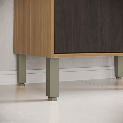 Paneleiro Colors 4 Portas 100% Mdf Freijó/Nogueira Bourbon - Kits Paraná