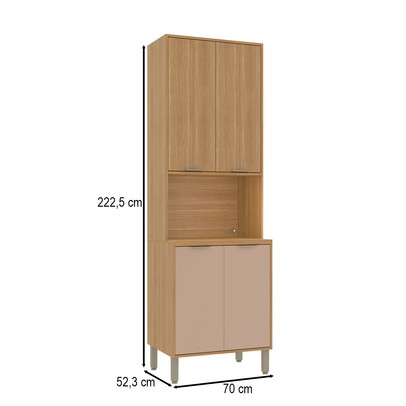 Paneleiro Colors 4 Portas 100% Mdf Freijó/Pinole - Kits Paraná