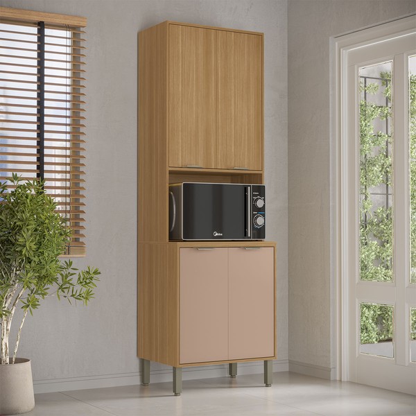 Paneleiro Colors 4 Portas 100% Mdf Freijó/Pinole - Kits Paraná