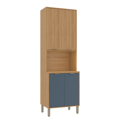 Paneleiro Colors 4 Portas 100% Mdf Freijó/Azul Secreto - Kits Paraná