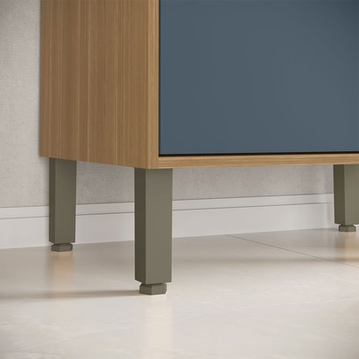 Paneleiro Colors 4 Portas 100% Mdf Freijó/Azul Secreto - Kits Paraná