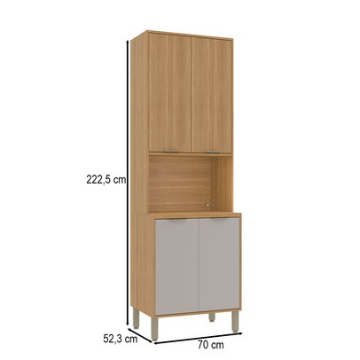 Paneleiro Colors 4 Portas 100% Mdf Freijó/Cinza Chalck - Kits Paraná